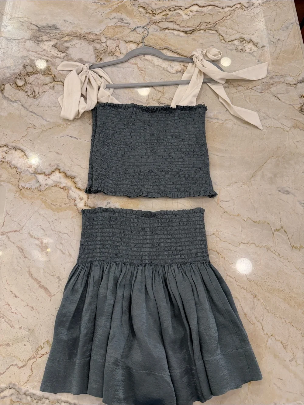 Koch skirt, only warn once, High-Waist Mini scort with Matching Smocked top - Picture 4 of 4